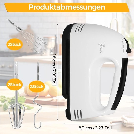 7-stage mixer electric whisk with 5 stainless steel - ShopVlot — afbeelding 5