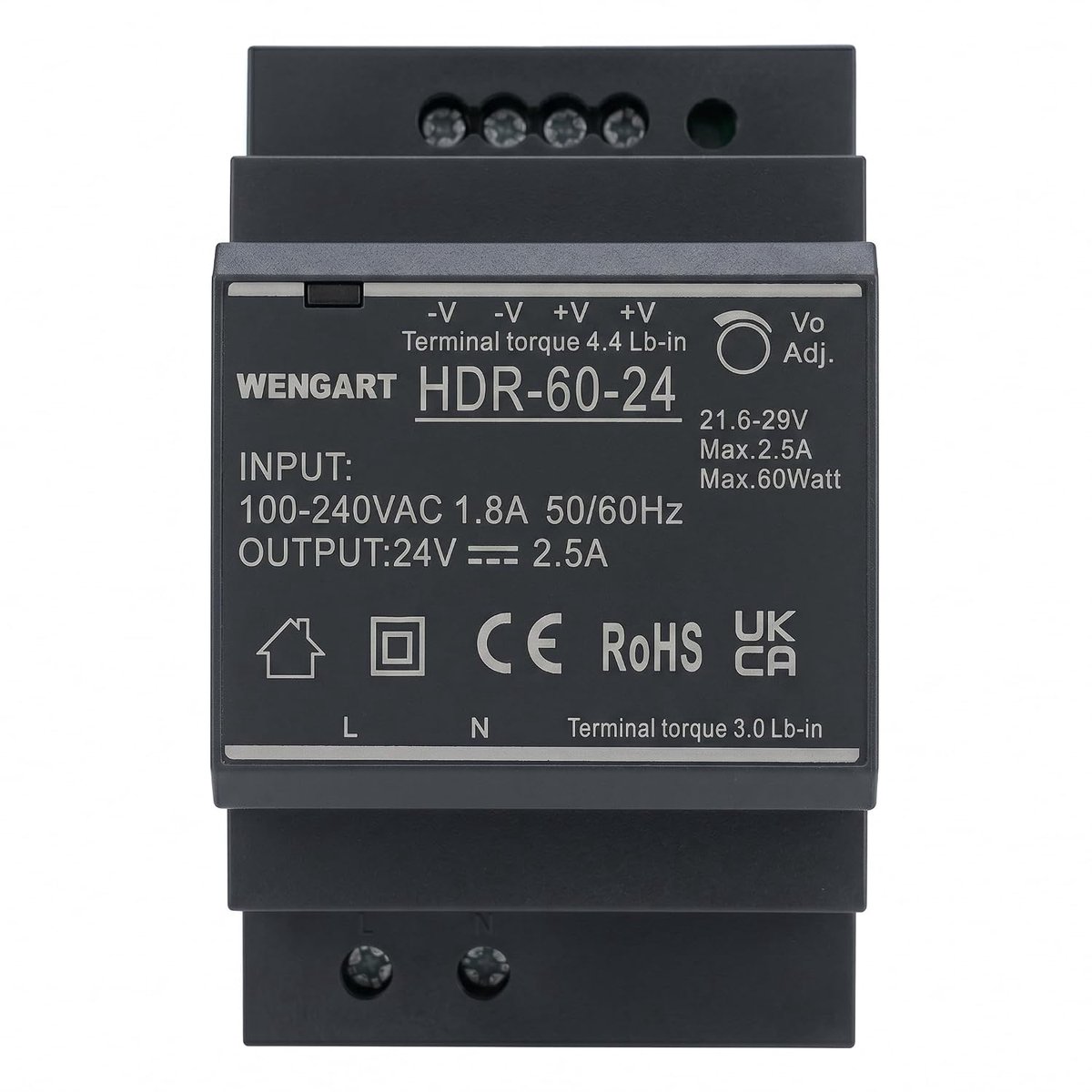 Wengart Hutrailvoeding 24 V 60 W voor smart-home-planner en schakelkastbouwer voor montage zonder led-inschakelboot - ShopVlot