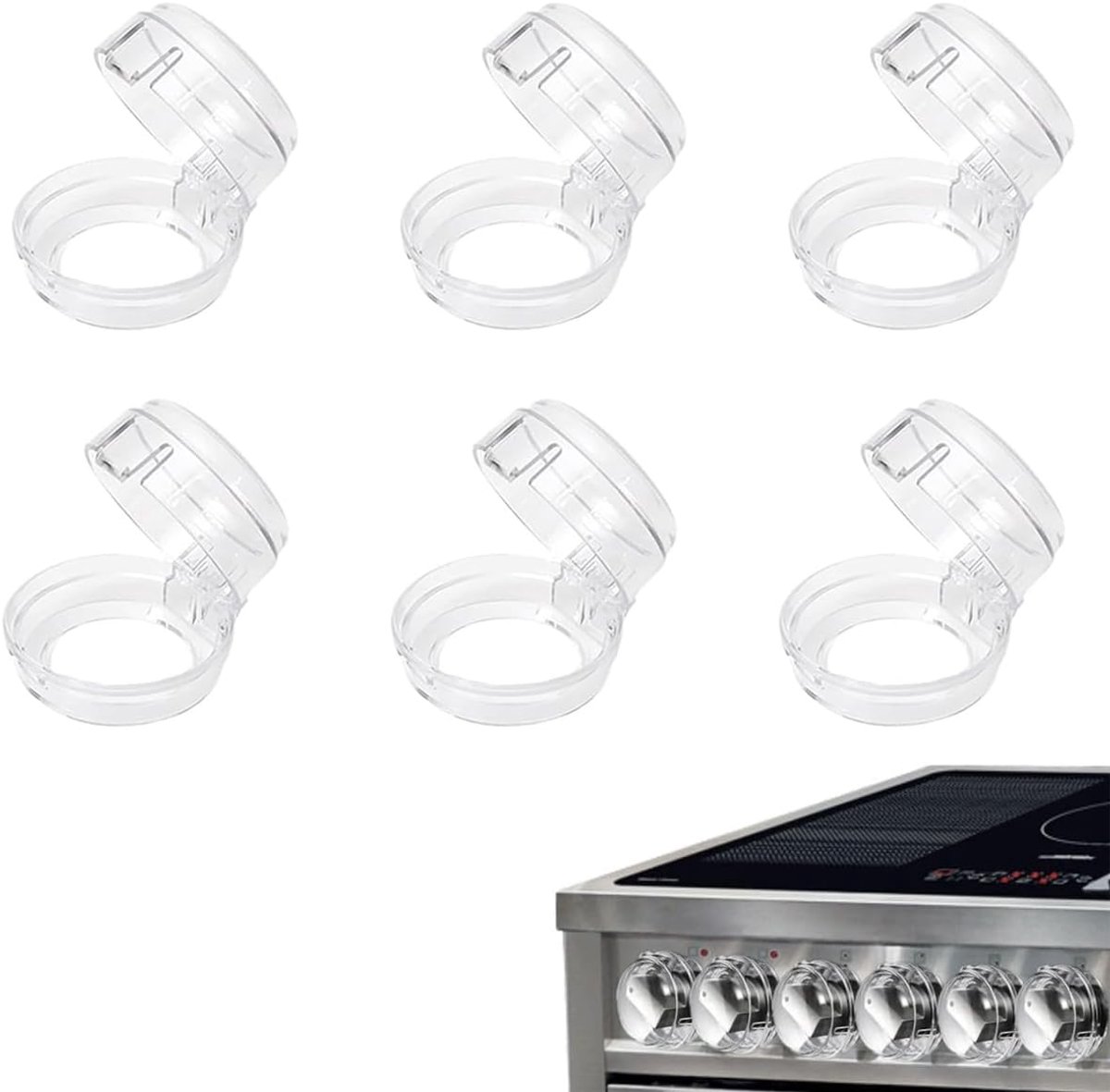 6 x Cooker Knob Child Safety Safety Heat Resistant Hob Protection, Child Safety Cooker Rotating Knobs, No Knobs to - ShopVlot