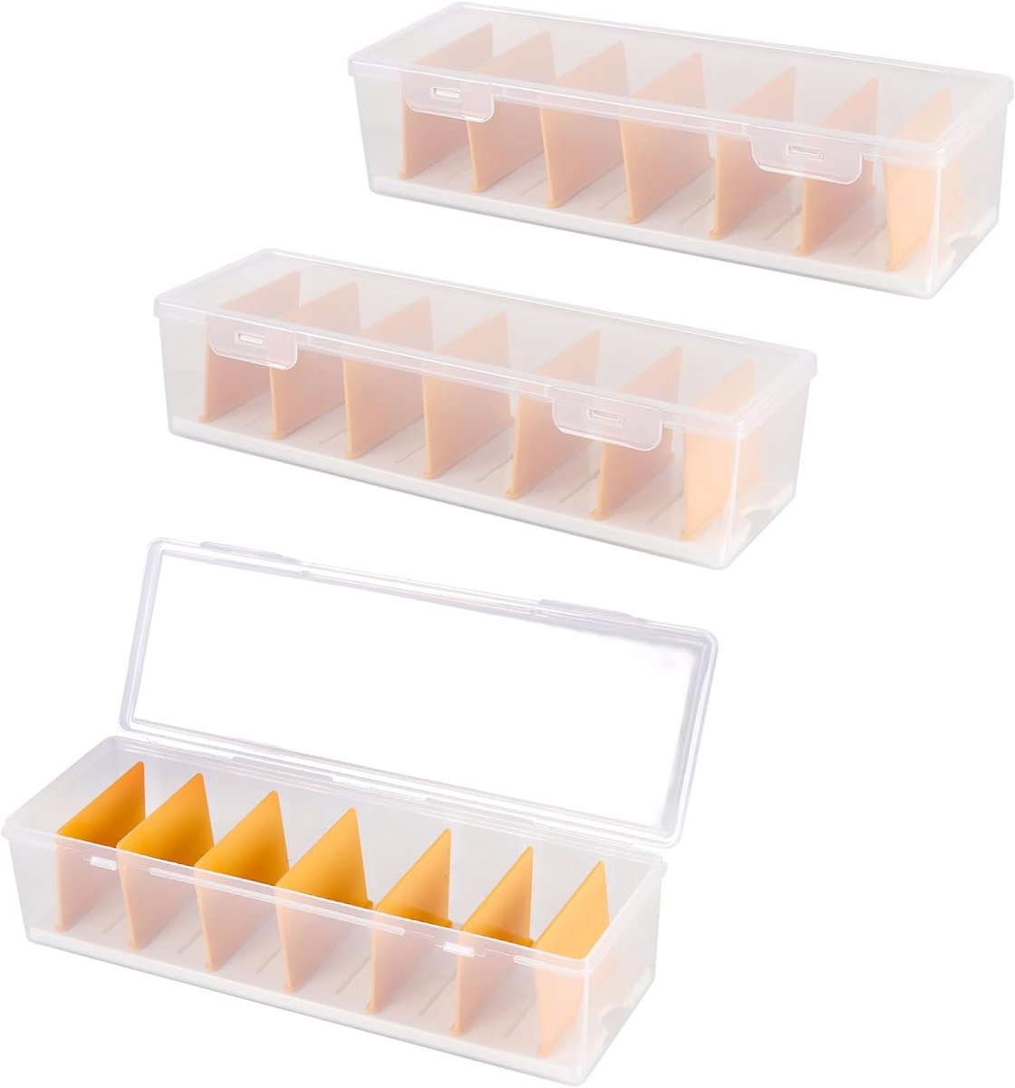 Kabelorganizer, boxset, 3 stuks transparante kabelopslag met 7 uitneembare scheidingswanden, stapelbare - ShopVlot