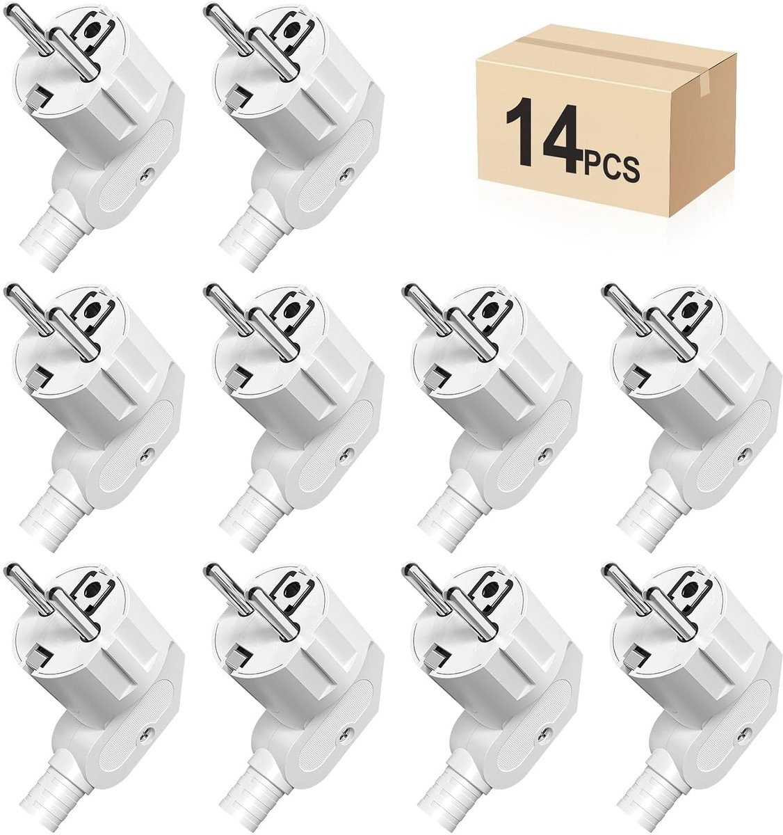 Schuko 14-Piece Angle Plug with Articulated Plug with Ark Protection Socket 250 V (16 A) PABANCE Power Plug Angle Plug - ShopVlot