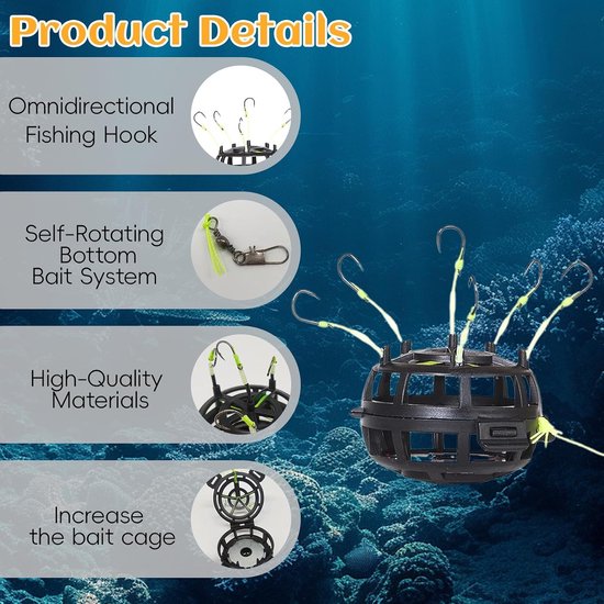 2pcs Fishing Hooks, 360° Floating Bait Cage, Omnidirectional Fishing Hooks, Fishing Accessories for Pike, Zander - ShopVlot — afbeelding 2
