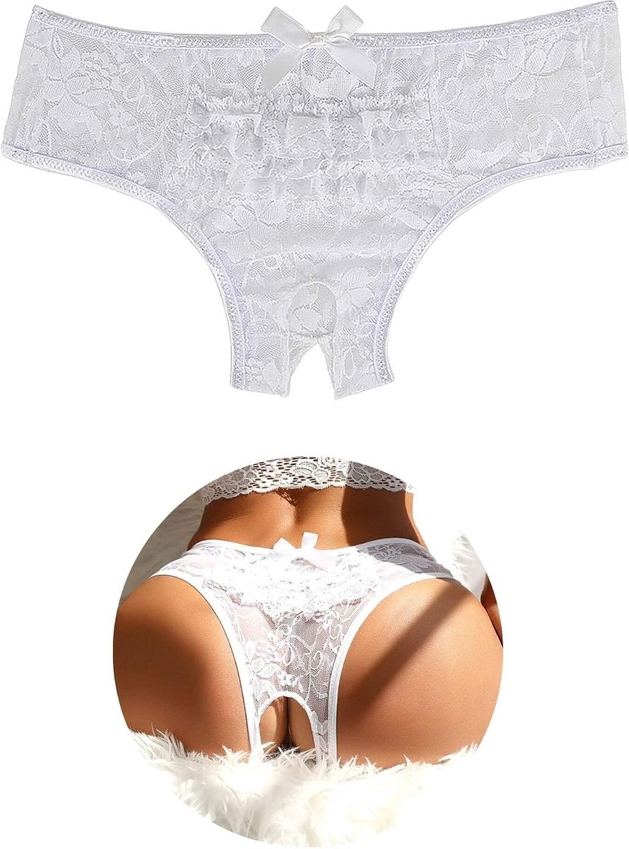 Tanga ondergoed L - wit - kant - sexy en comfortabel - ShopVlot