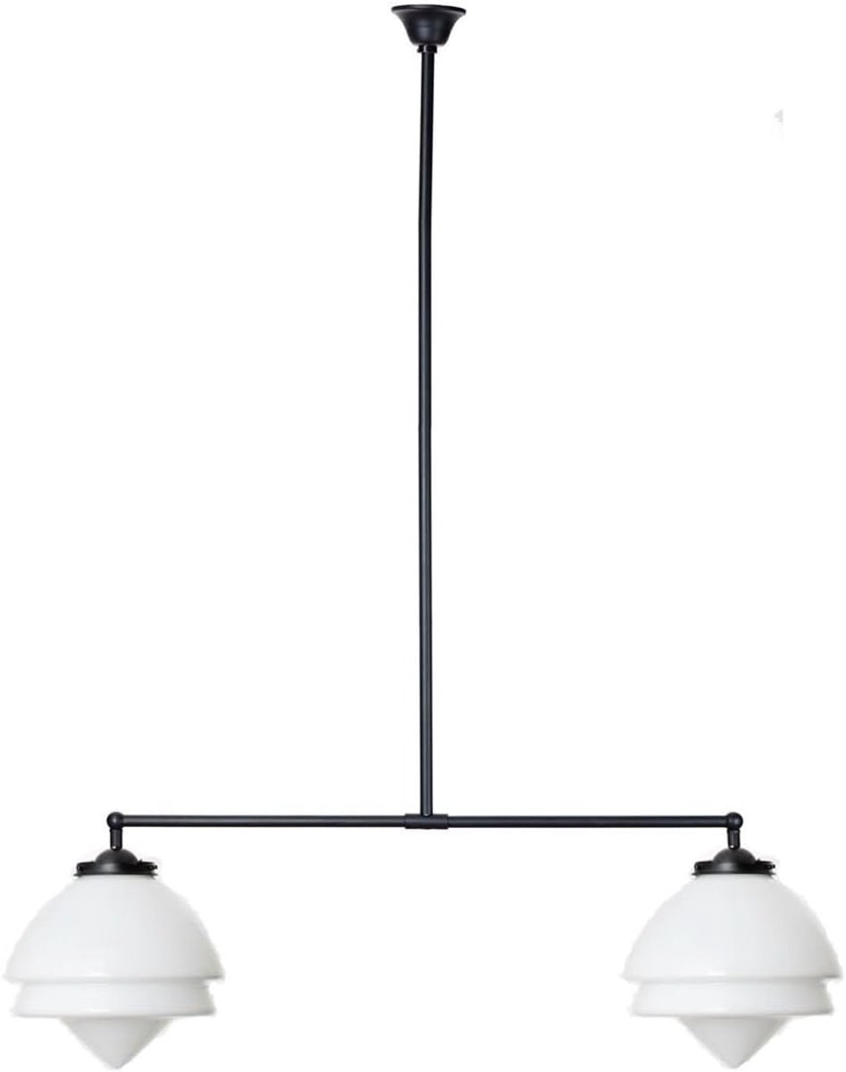 T-lamp 2 lichten - Art Deco stijl - zwart gepatineerd armatuur - sfeervol licht - ShopVlot