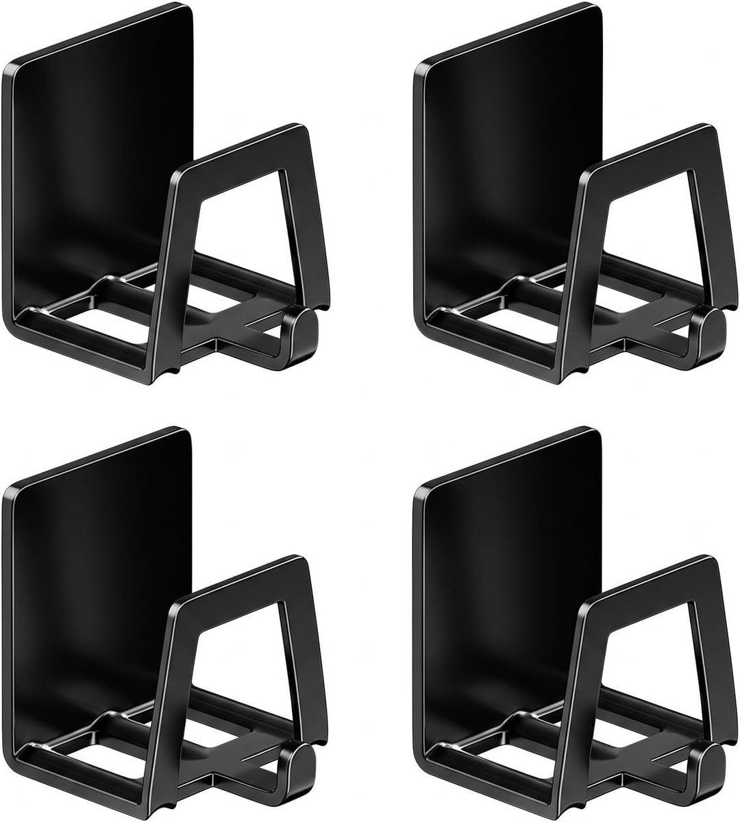Sponshouders set van 4 - zwart roestvrij staal - zelfklevend zonder boren - ideaal voor gootsteenorganizing - ShopVlot
