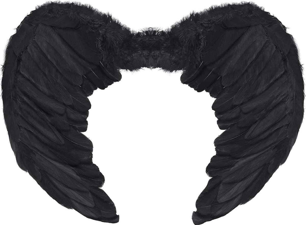 Engelenvleugels 40x60 cm - Zwarte veren - Kostuumaccessoire voor Halloween - Vlieg als een engel - ShopVlot