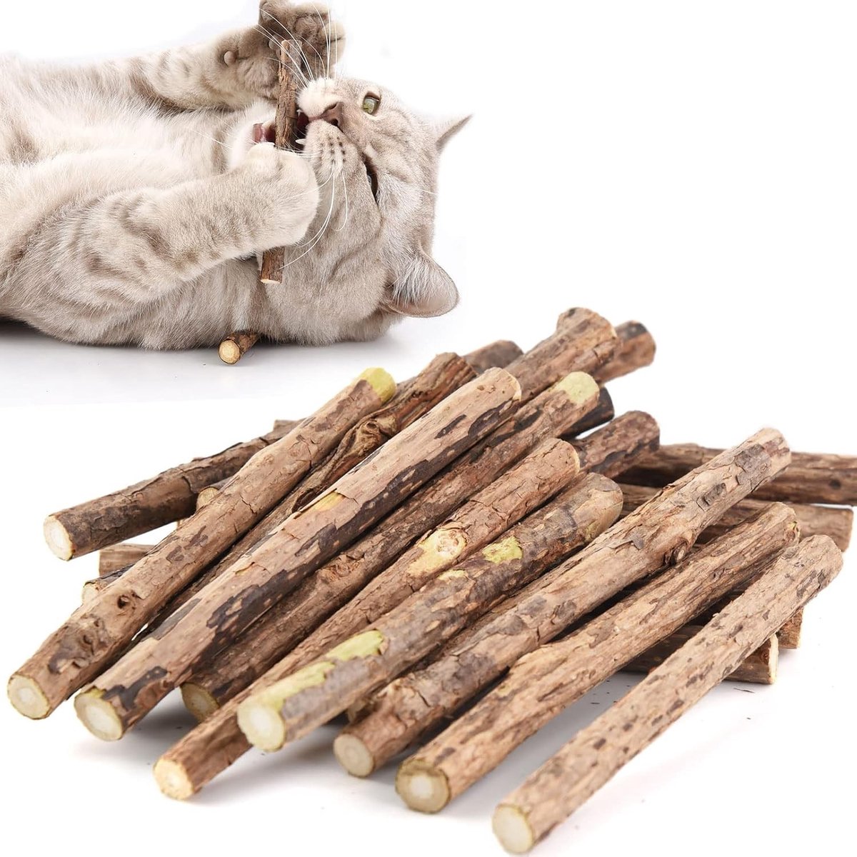 Natuurlijke Catnip Sticks voor Katten en Kittens, Tandverzorging en Kauwspeelgoed, Verpakking van 20 Stuks