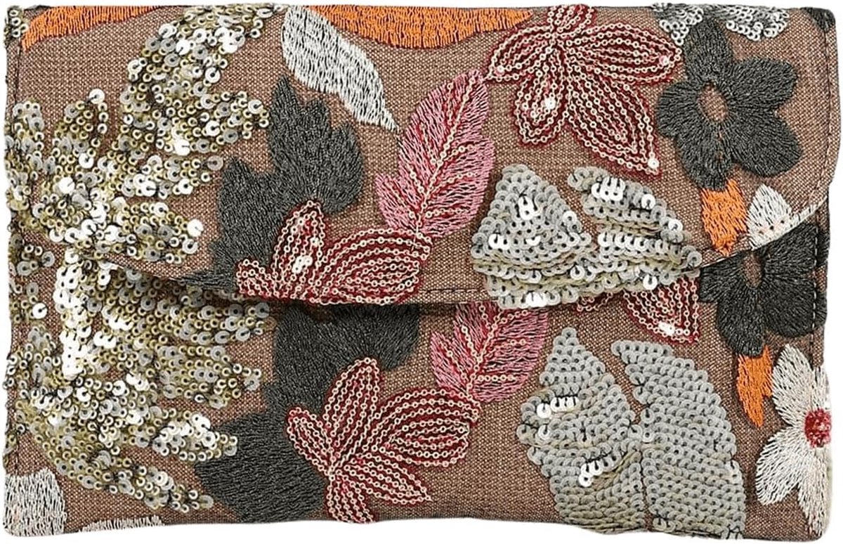 Women's Floral Embroidery Sequins Evening Clutch Handbag Mother of Pearl Pearls Flower Shoulder Bag Party Wedding Bag - ShopVlot