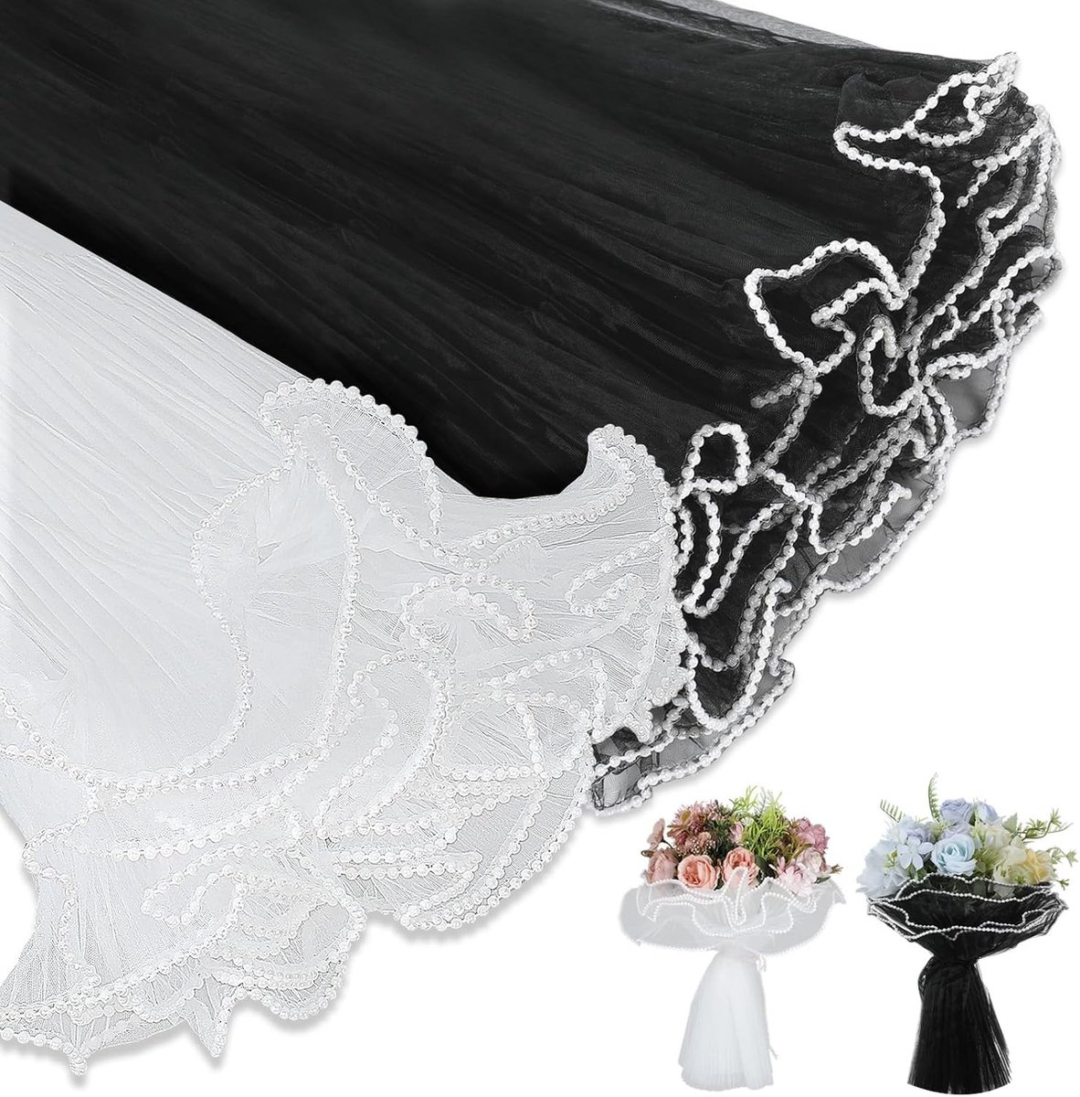 2 Pack Gerimpeld Golvend Net Garen Inpakpapier voor Boeketten - Perfect voor Moederdag, Bruiloft en Verjaardag Decoratie