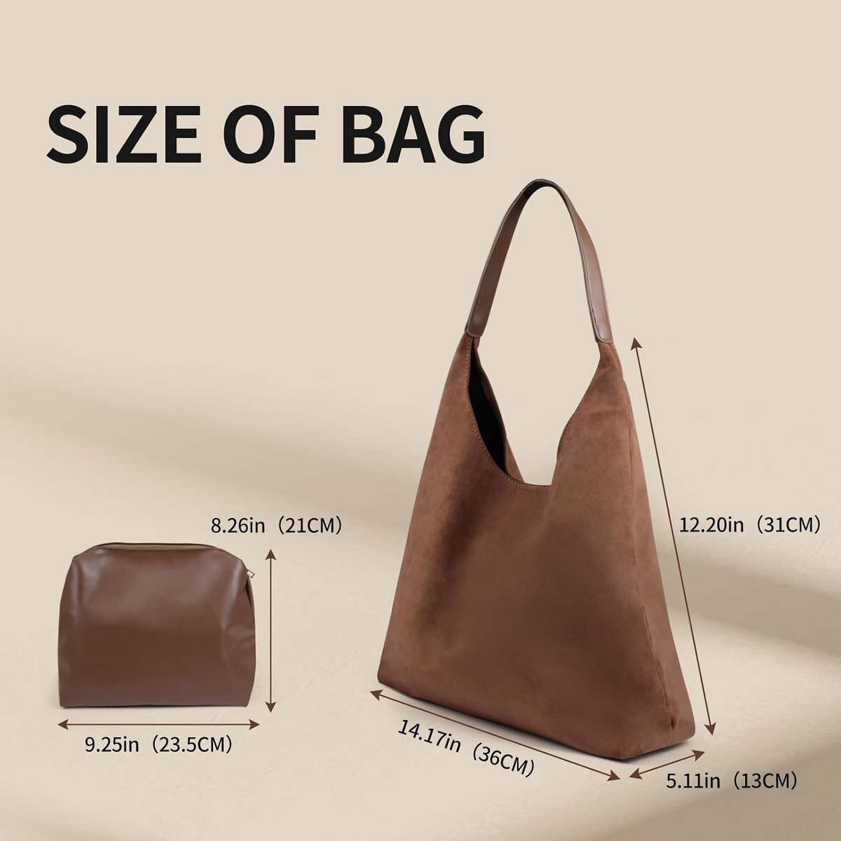 Women's Suede Bag Large Capacity Suede Shoulder Bag Shoulder Bag Retro Tote Bag Fashion Snap Handbag Shopper Bag - ShopVlot