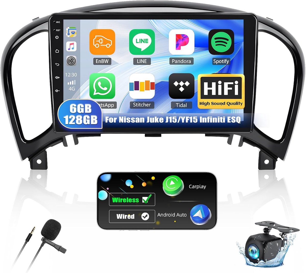 Auto radio Android 15 - 9-inch touchscreen - Bluetooth GPS WiFi - Carplay en Android Auto - ShopVlot