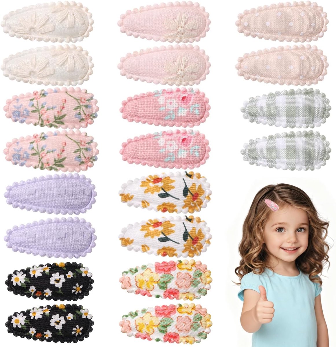 Baby haarclips 20 stuks - bloemenprint en patronen - 3,7 cm antislip - schattige haaraccessoires voor meisjes - ShopVlot
