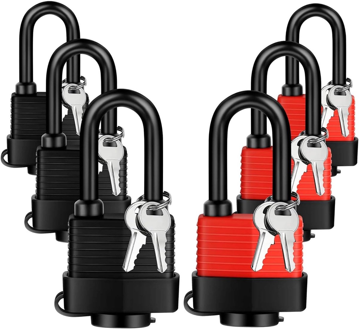 Hangslot met sleutel 96mm - weerbestendig en waterdicht - kunststof ommanteling - ideaal voor buitengebruik - ShopVlot