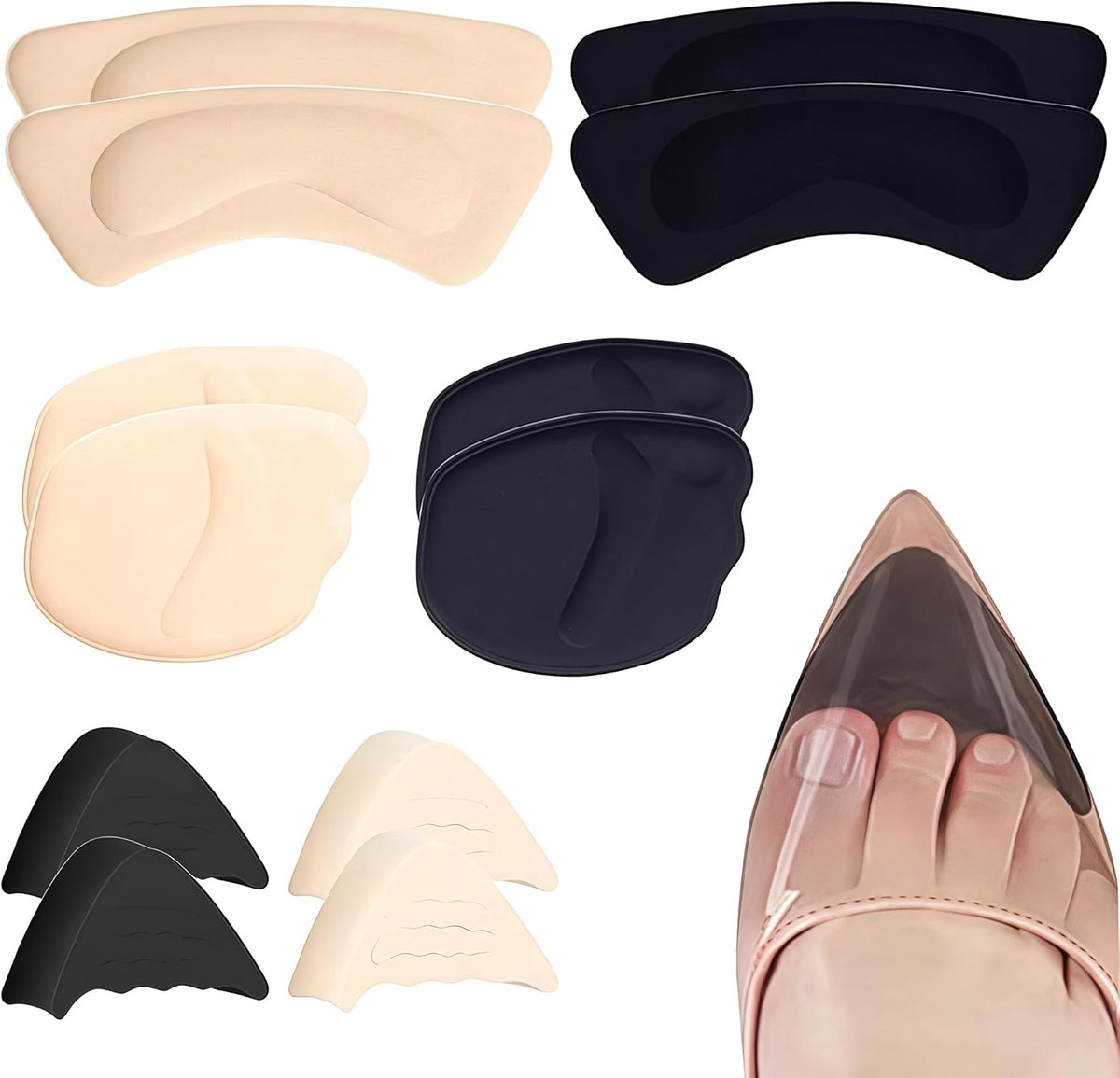 Hielpads 6 Pairs - Hoge Kwaliteit Foam - Schokabsorberend - Vermindert Te Grote Schoenen - ShopVlot