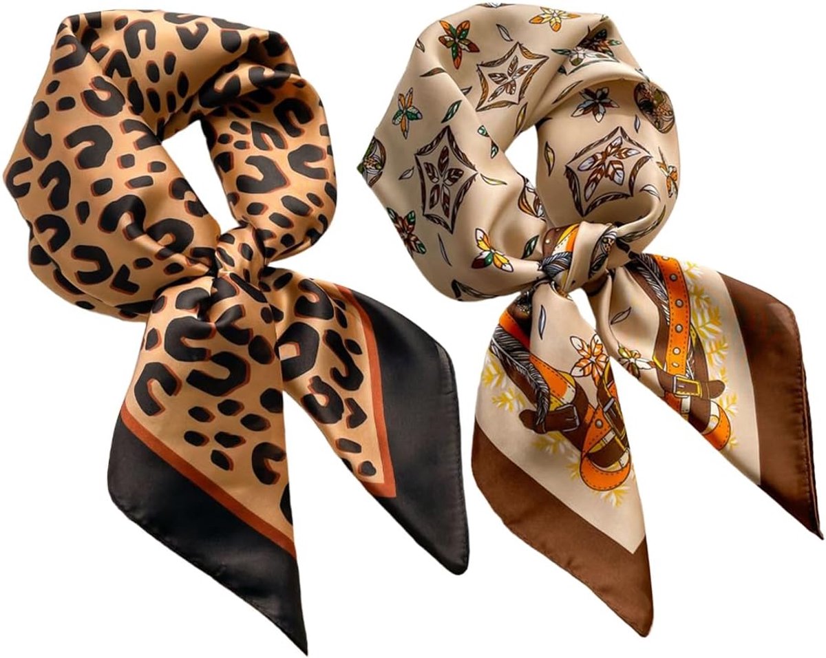 Hoofddoek vrouwen sjaal 70 x 70 cm - zijden sjaal - multikleur - perfect als haaraccessoire of halsdoek - ShopVlot