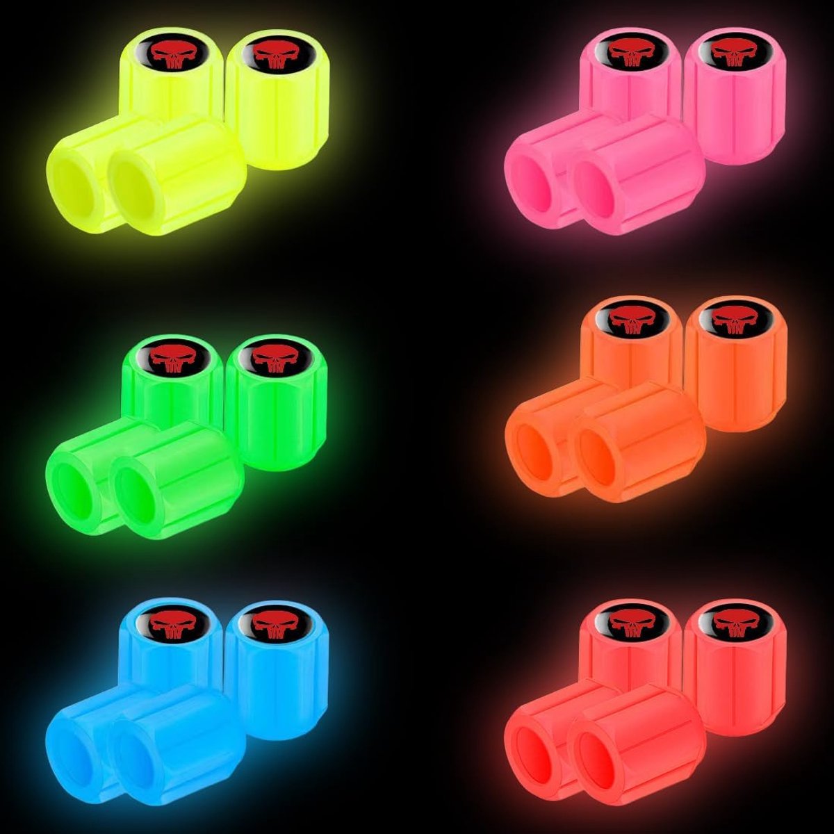 Luminous ventilkappen set van 24 - fluorescerend - universeel - beschermt tegen stof en vuil - ShopVlot