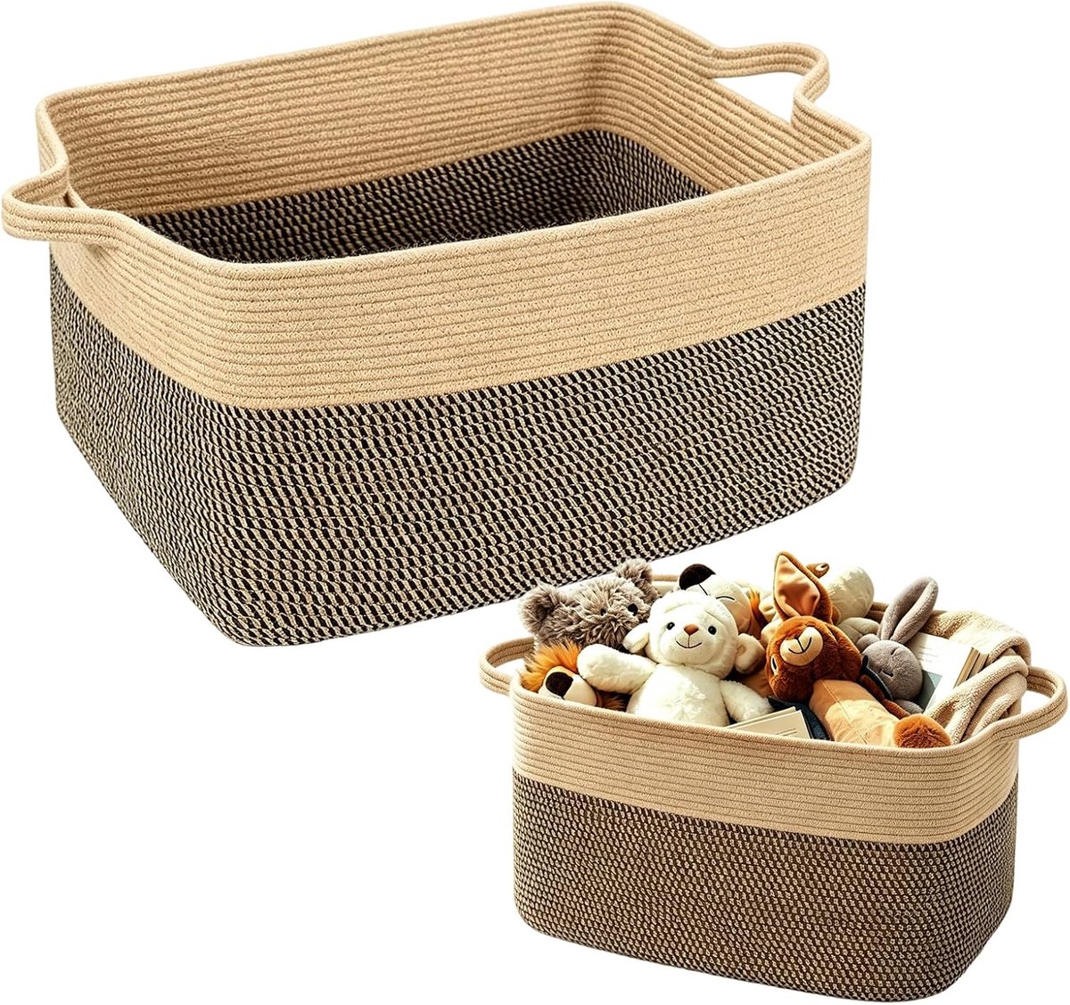 Opbergmand 60 l - katoenen touw - met handgrepen - ideaal voor speelgoed - ShopVlot