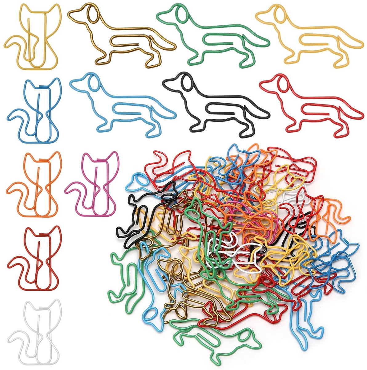 Solidchoice - Set van 60 Gekleurde Paperclips in Diverse Vormen