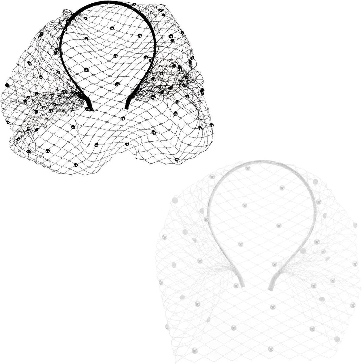 Retro gezichtsmasker mesh - 12,7x15cm - wit en zwart - stijlvolle haaraccessoires voor bruiloften - ShopVlot