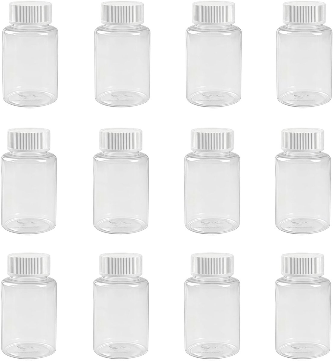 Plastic flessen 12 stuks 50ml - helder PET - met schroefdop - ideaal voor vloeistoffen en poeders - ShopVlot