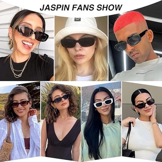 Rectangular sunglasses for men and women, stylish retro 90s sunglasses with UV400 protection, cool square frames. van Merkloos — afbeelding 4
