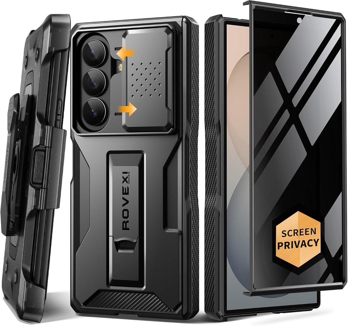 Telefoonhoes Z Fold Ultra - zwart - met displaybeschermfolie - optimale privacy bescherming - ShopVlot