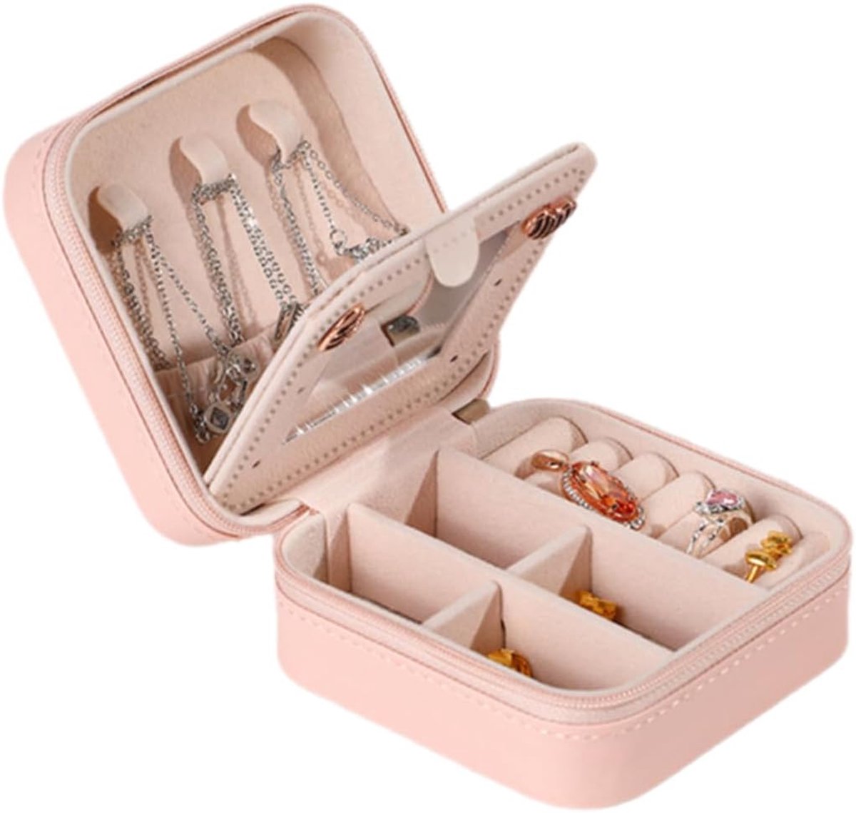 Sieradendoosje voor op reis - klein - PU-leer - compact voor dames - ShopVlot