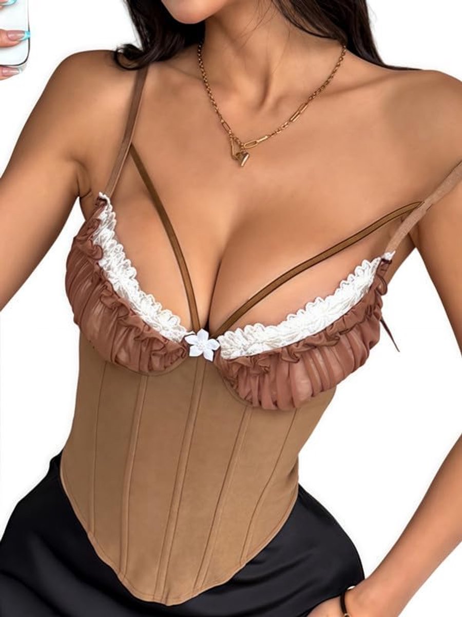 Corset top met push-up effect - sexy bustier - bloemenkant - ideaal voor feesten - ShopVlot