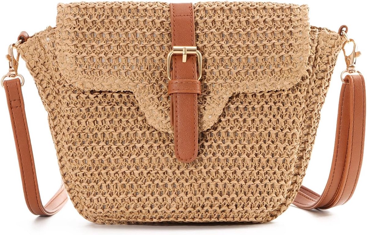 Schoudertas dames - papierstro - boho geweven - perfecte strandtas voor de zomer - ShopVlot