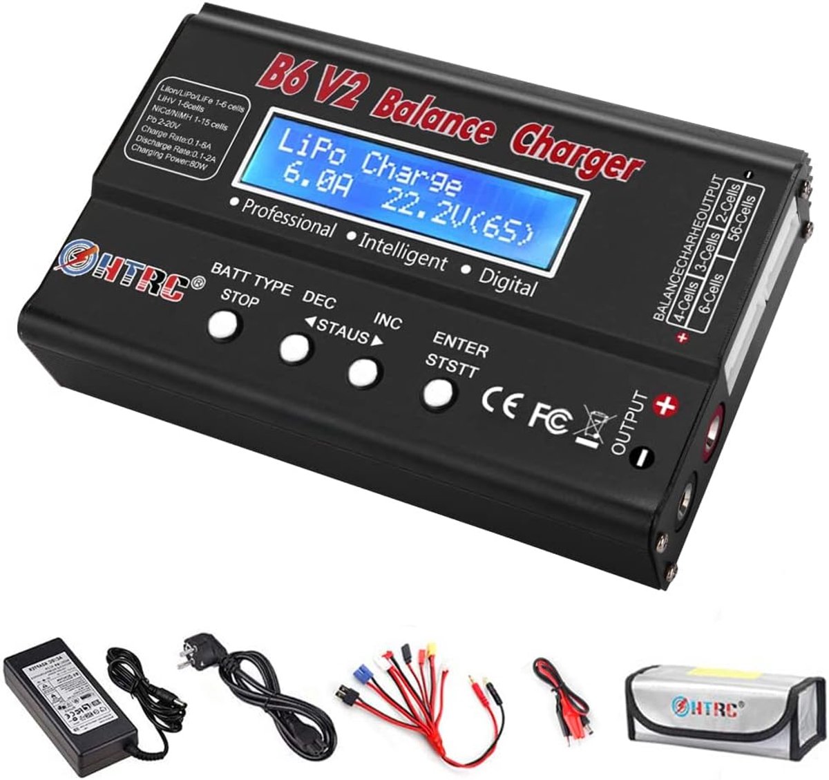 Lipo lader 80W 6A - balanslader voor LiPo, Li-Ion, NiMH - veelzijdig gebruik - ShopVlot