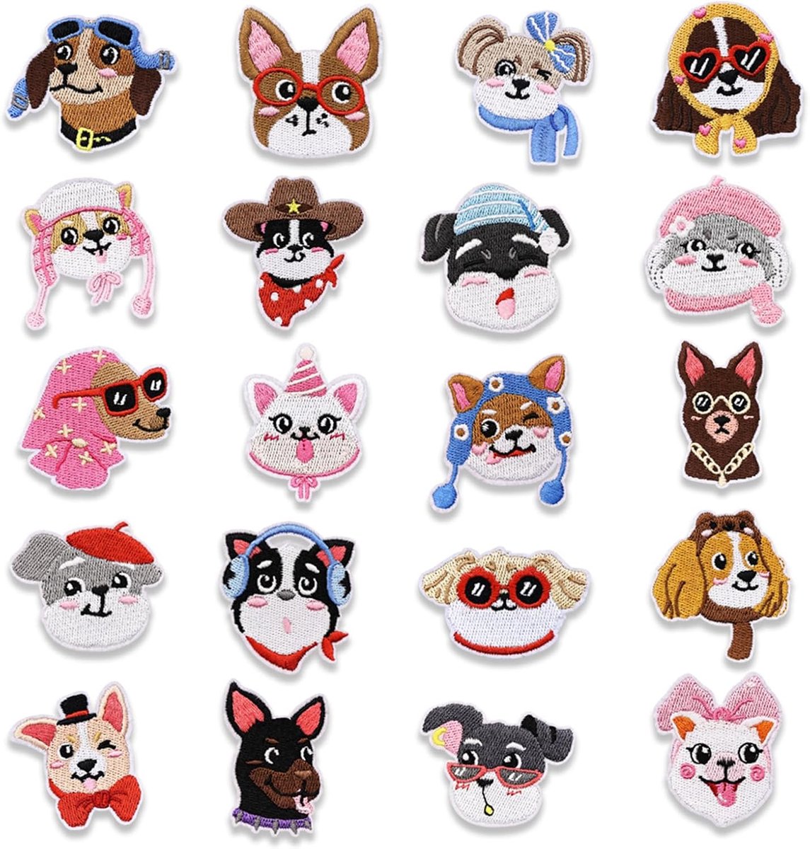 Honden strijkpatches 20 stuks - schattige hondenontwerpen - voor textiel - personaliseer kleding - ShopVlot