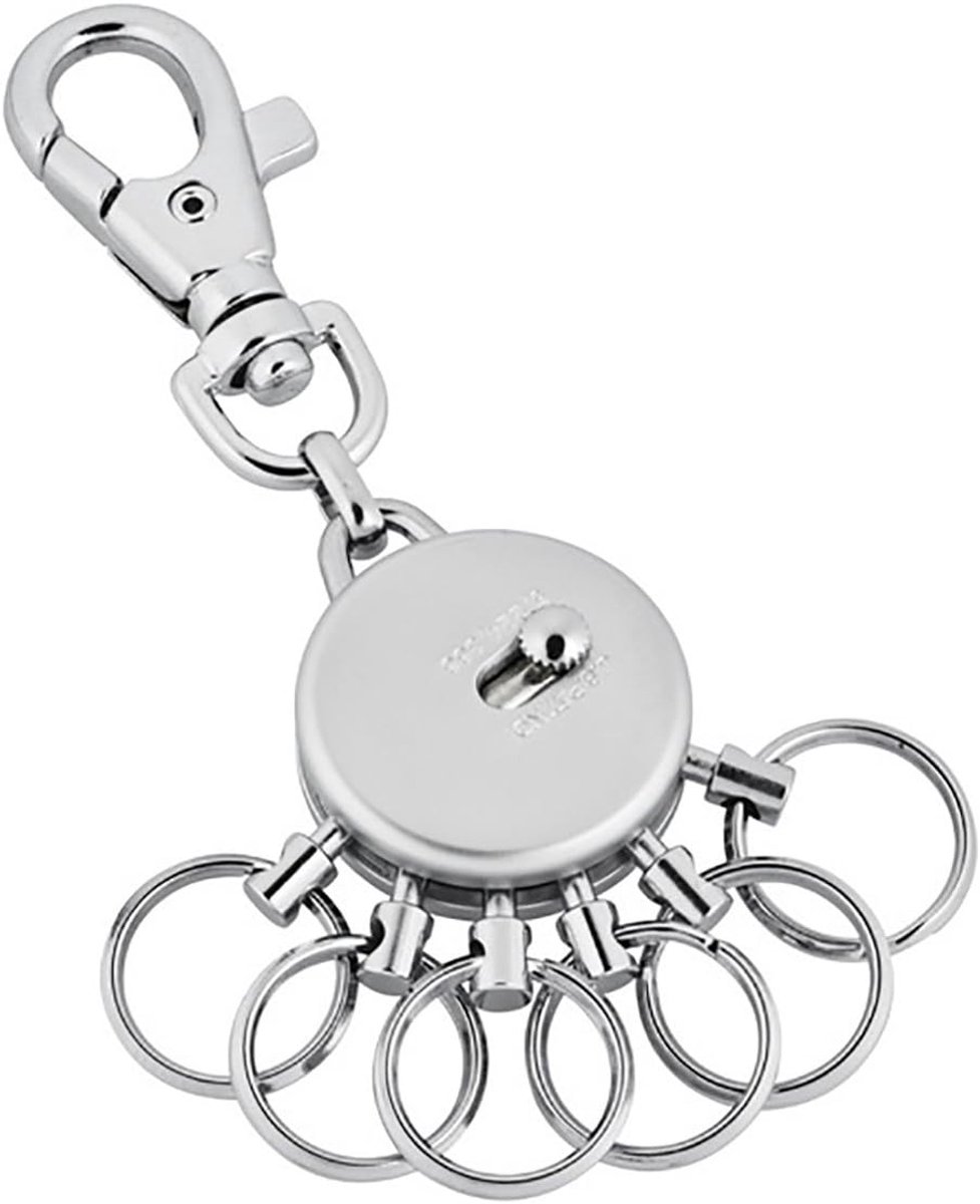 Sleutelhanger met karabijnhaak - 6 verwijderbare ringen - mat zilver - handig voor sleutels - ShopVlot