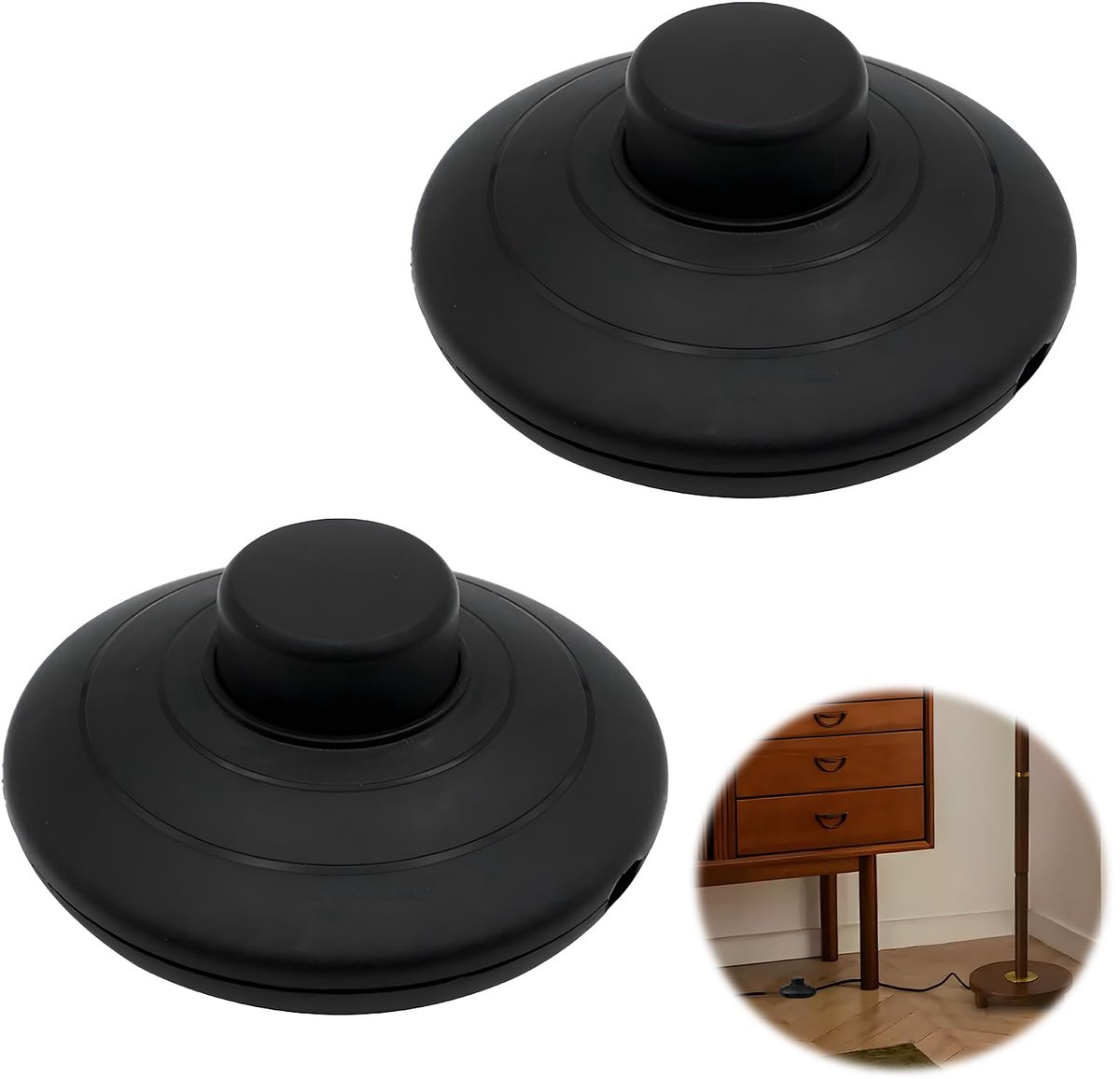2 stuks voetschakelaar, ronde voetschakelaar, 250 V/2 A, lamp, snoerschakelaar met drukknop, ronde kabel - ShopVlot