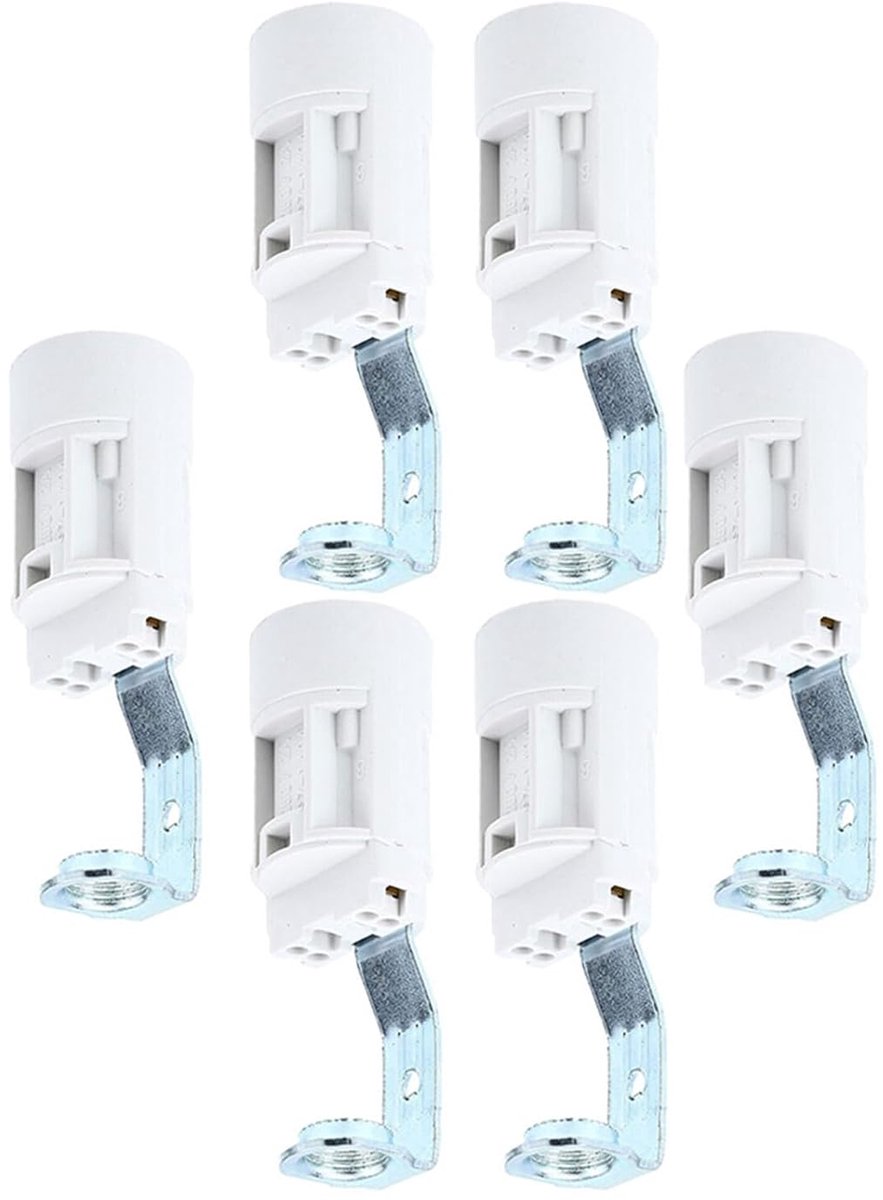 6 stuks E14 schroeffittingen, kaarslampfitting, wit, met houder, 70 mm, robuust, roestvrij, voor woonkamer - ShopVlot