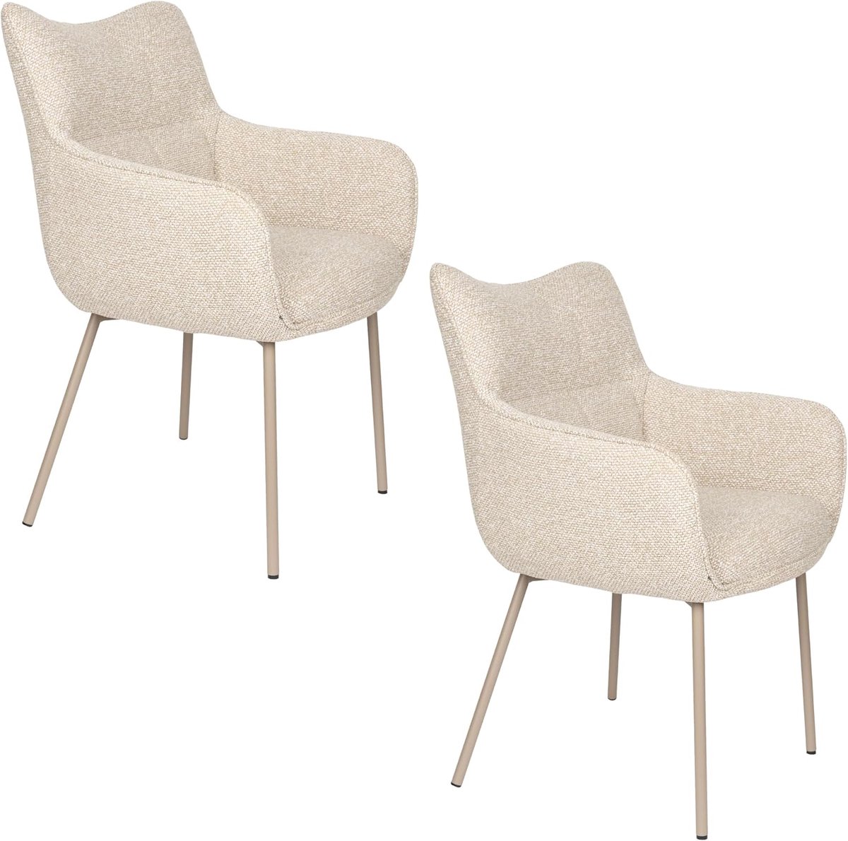 Jacques Eetkamerstoelen Armleuning Beige - Set van 2 - ShopVlot