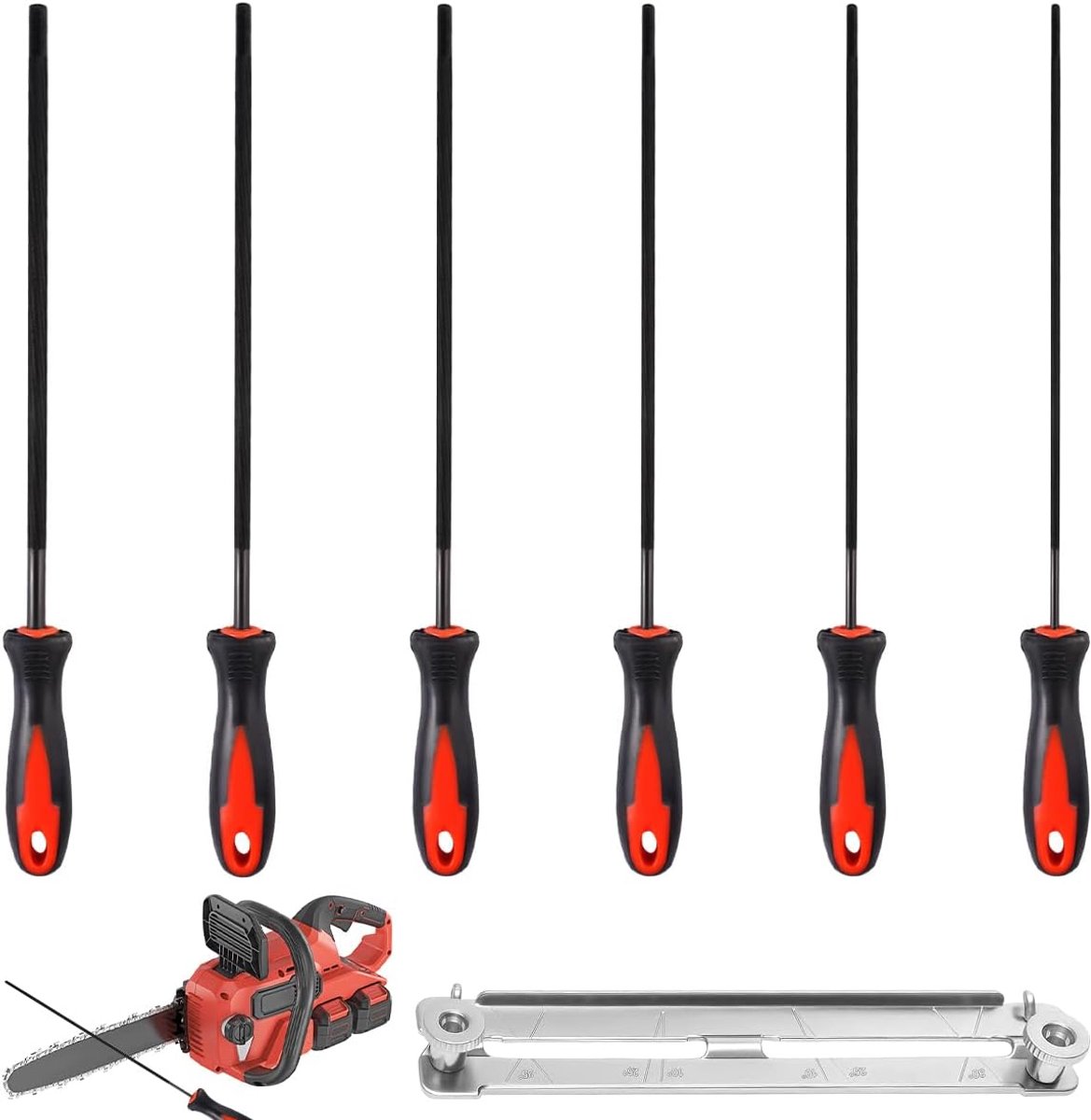 6 stuks vijlen voor kettingzaag, 3,2/4,0/4,5/4,8/5,2/5,5 mm kettingzaagslijpen, ronde vijlen voor kettingzagen - ShopVlot