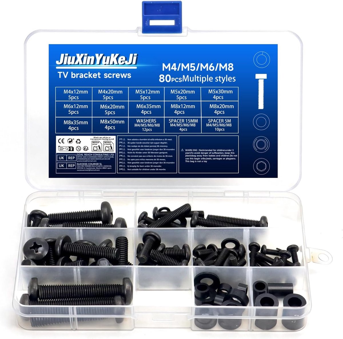 80 stuks VESA-schroevenset, M4, M5, M6, M8 schroeven voor tv-wandhouder, universele tv-schroevenset met - ShopVlot