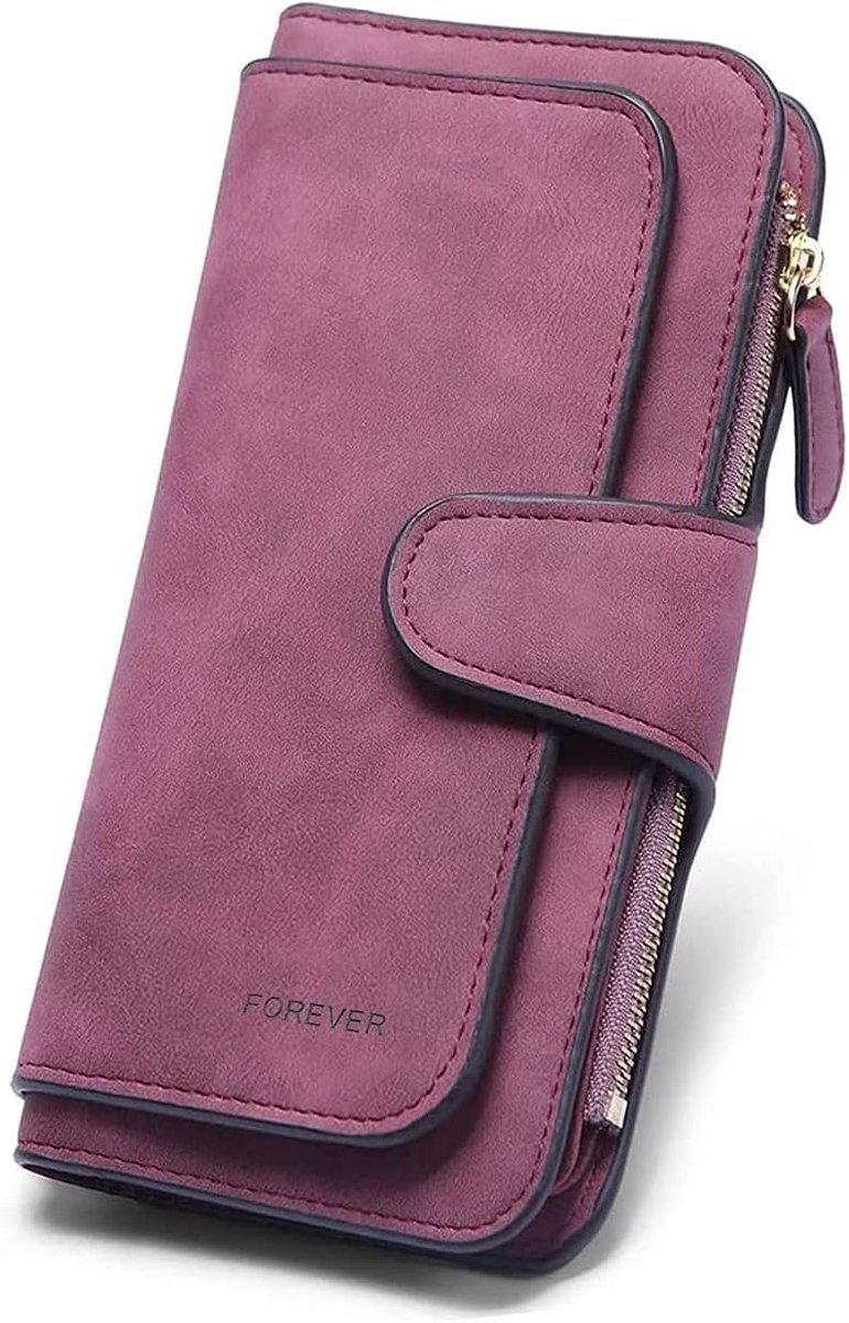 Women's Large Capacity PU Leather Wallet Elegant Wallet with 16 Card Slots, Includes 2 ID Windows, Card Holder with - ShopVlot