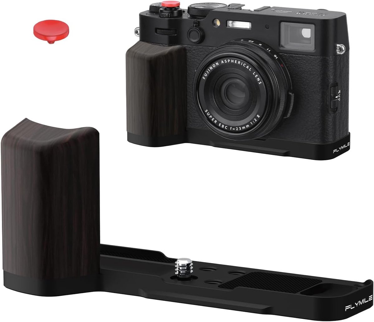 BRDRC FUJIFILM X100VI/X100V Grip Grip Holder with 1/4 Screw Adapter & Arca Quick Release Plate and Shutter Button for - ShopVlot