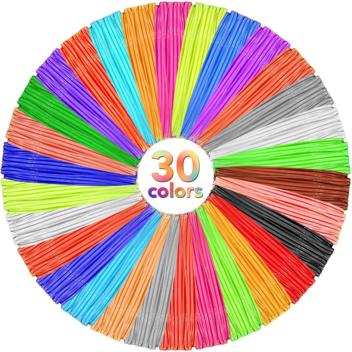30 Colors 3D Pen Refill 1.8mm, PLA 3D Pen Filament Refills, each 5m Total 150m, 3D Printer Pen Refills compatible with - ShopVlot
