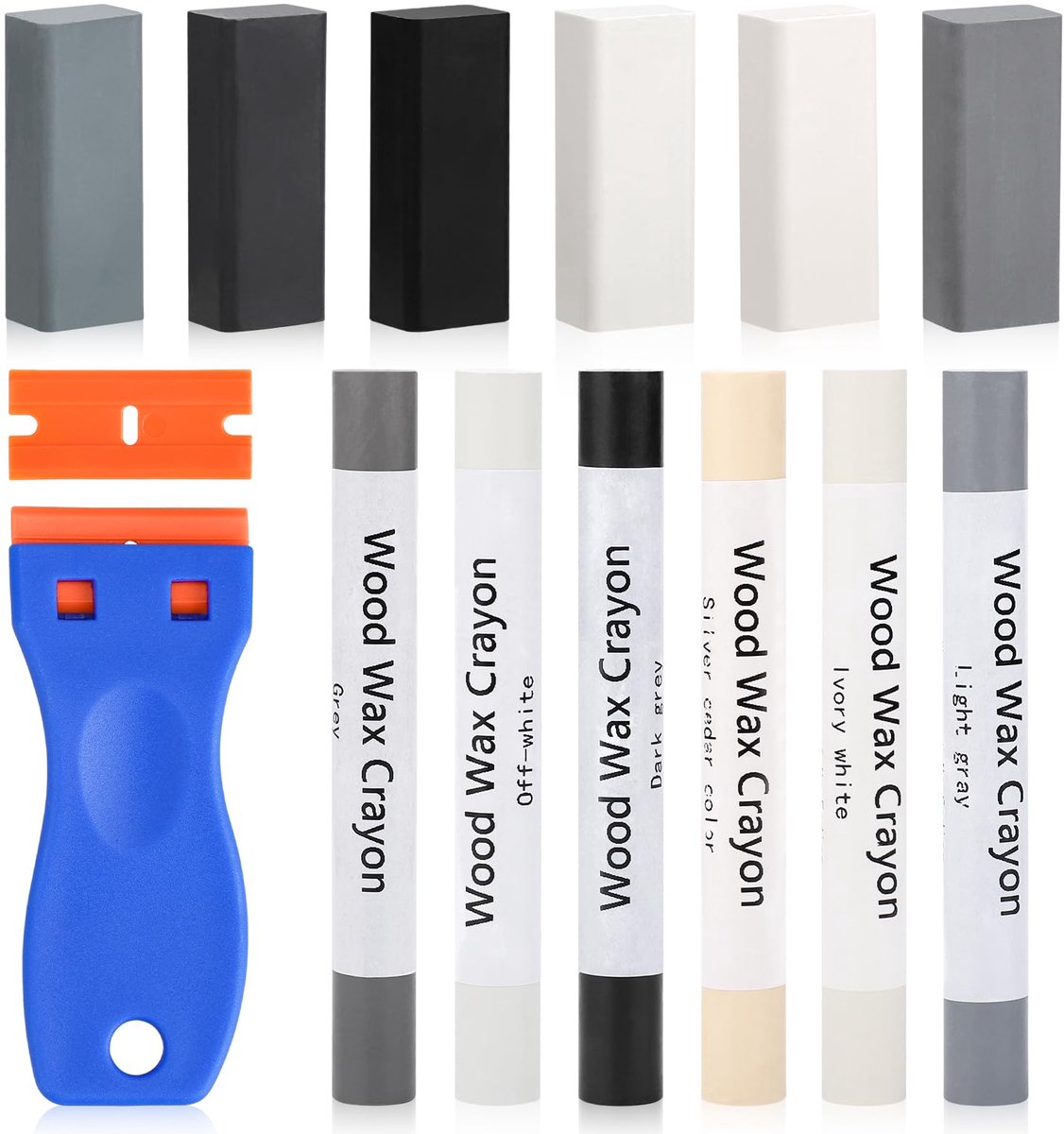 Laminaat Reparatieset 12 Delig - Meubel Reparatie Kit met Harde Was en Kleurmarkers - Herstelset voor Hout, Tegels, Parket, Laminaat en Vinyl - Reparatie van Krassen, Gaten en Beschadigingen op Meubels, Werkbladen en Vloeren