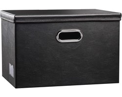 PRANDOM Large Foldable Storage Bin with Lid (1 Pack) Leather Fabric Folding Storage Box Organizer Includes Basket Cube - ShopVlot