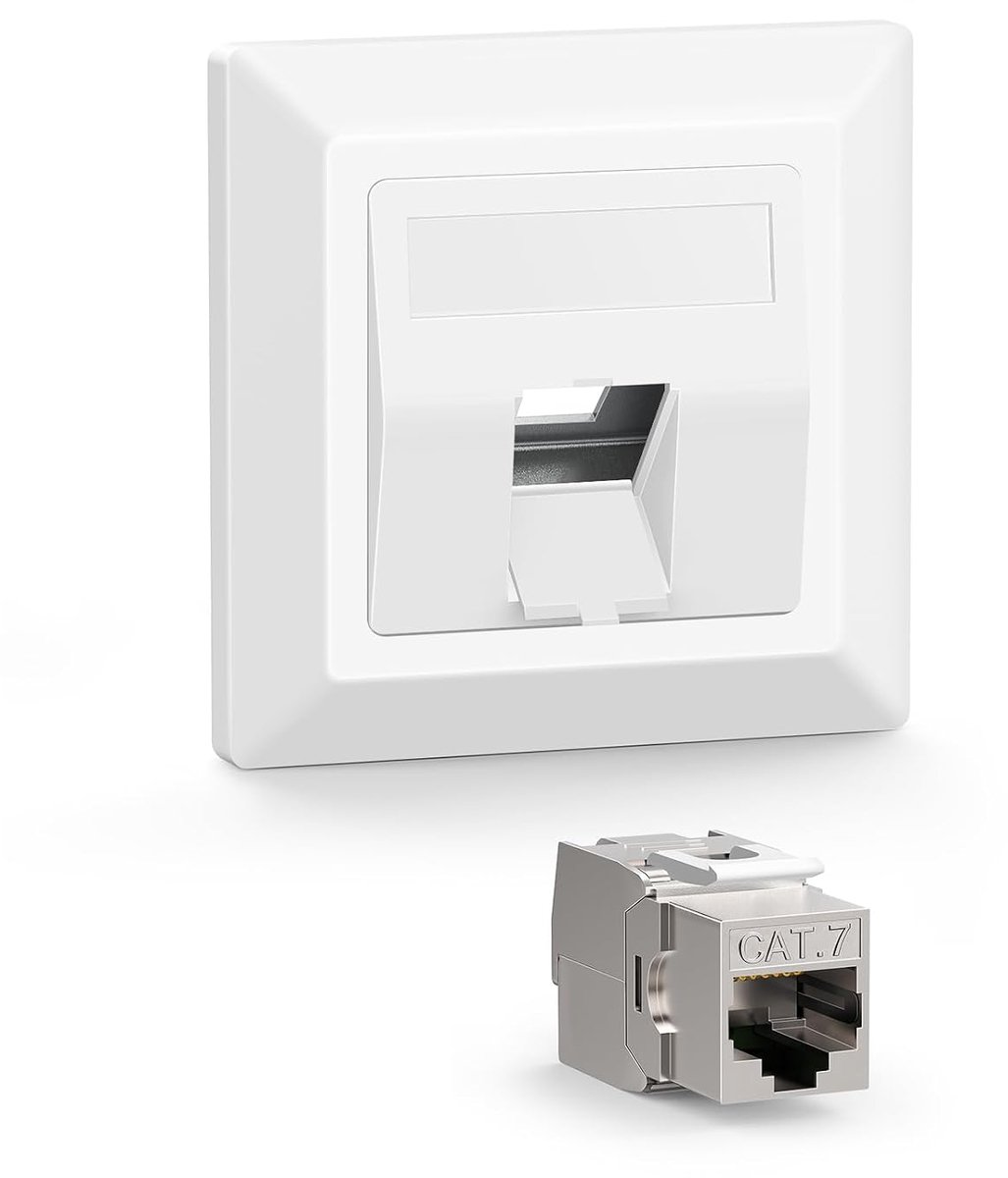 VCELINK 1 x Keystone netwerkdoos inbouw CAT7 1 poort, LAN-doos Keystone RJ45-module, 10 Gbit/s RJ45 Ethernet datakoos - ShopVlot