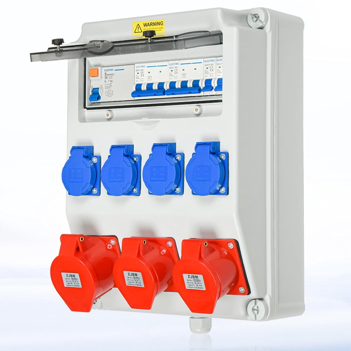 Warmfay Wall distributor pre-wired power distributor, 4 x 230 V + 2 x CEE 16 A + 1 x CEE 32 A, construction current - ShopVlot