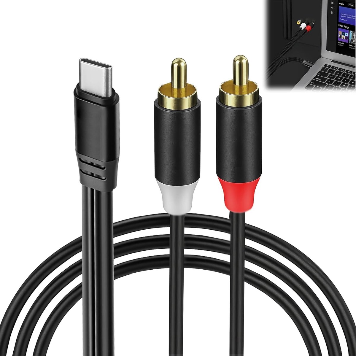 USB-C to 2 RCA Audio Cable, Digital AUX Cable, Compatible with Phone, Computer, Tablet, Amplifier, Home Cinema - ShopVlot