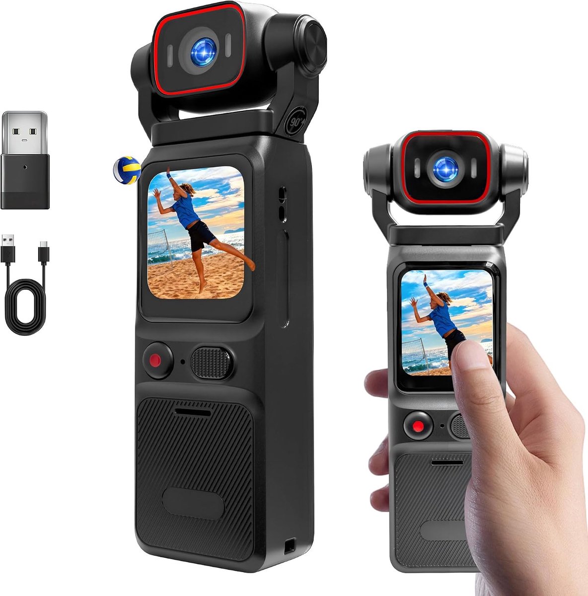Vloggingcamera, 4K, 6-assige stabilisatie, kleine videocamera voor fotografie, mini bodycam, POV/pocket camera, sports - ShopVlot