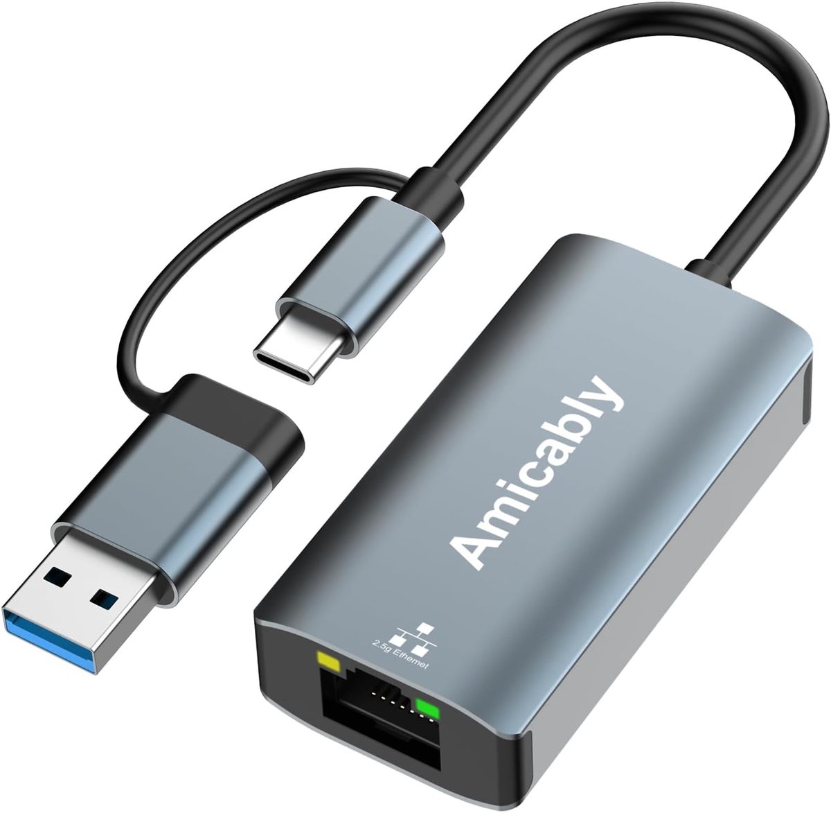 USB C Ethernet-adapter, 2-in-1 USB naar RJ45 Gigabit LAN-netwerkadapter, 1000 Mbps USB LAN-adapter van aluminium - ShopVlot