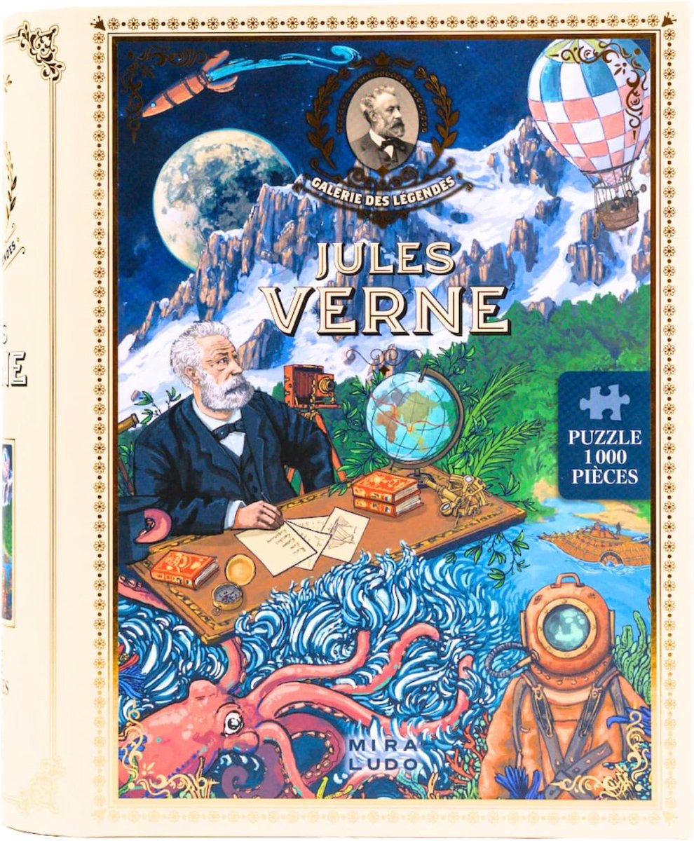 MIRALUDO Puzzle 1000 pieces - Jules Verne - The gallery of legends - book format box for library - ShopVlot