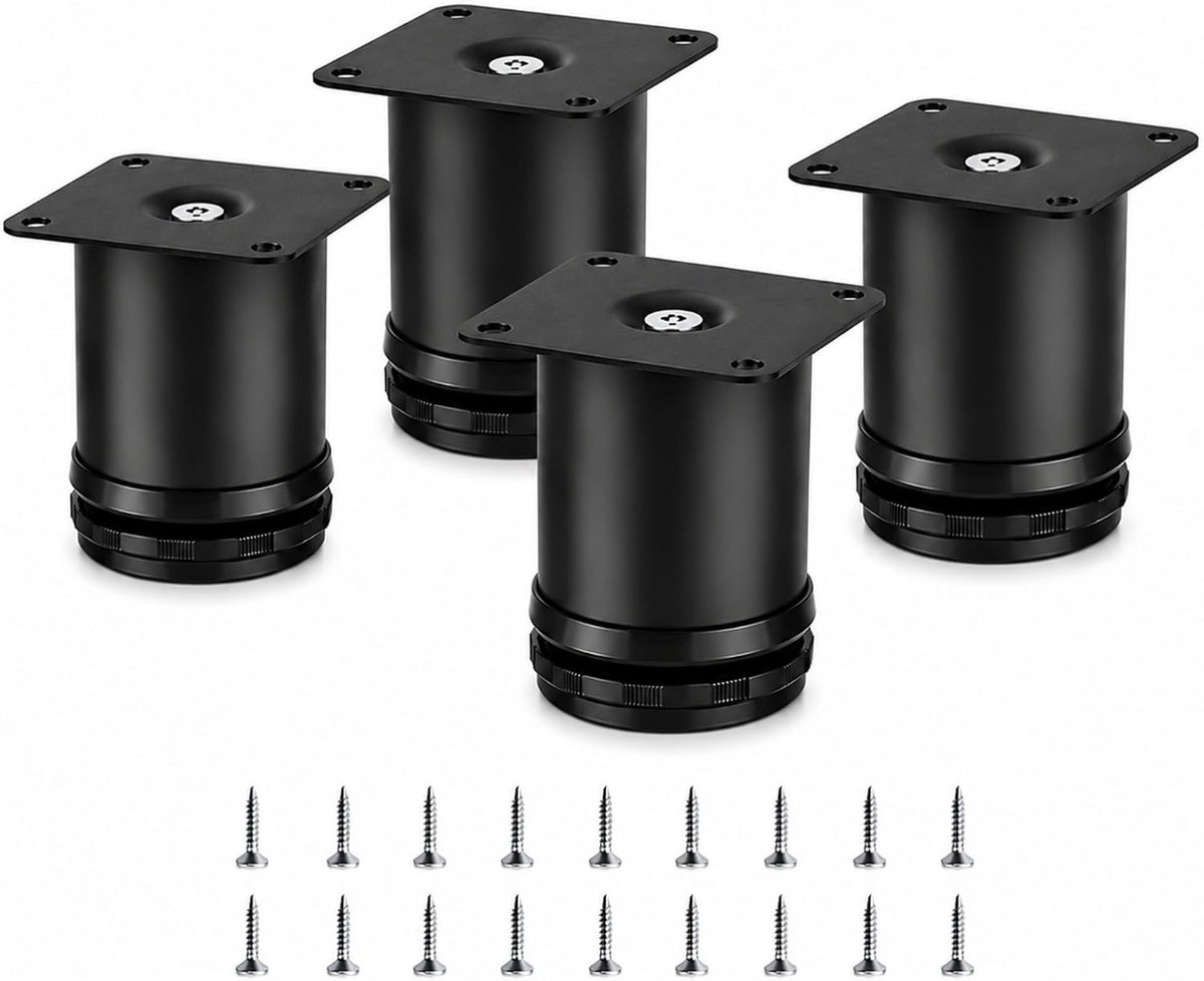4 pieces of furniture legs, 60 mm adjustable, round, furniture legs for cupboards, sofa table, height adjustable from - ShopVlot