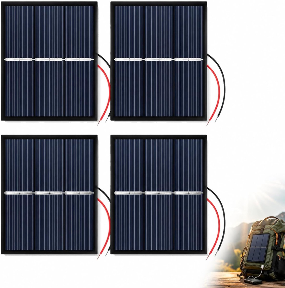 Set van 4 Zonnepanelen 1,5 V 0,65 W - Mini Formaat 60 x 80 mm - Voor Wetenschappelijke Projecten - ShopVlot